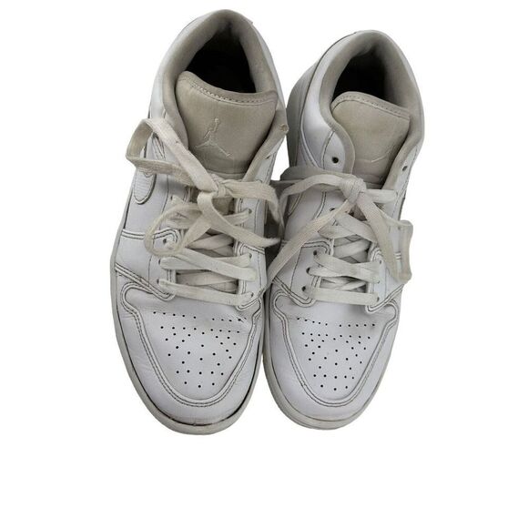 Nike Air Jordan 1 Low Triple White Sneakers Women Size 9 Lace Up Trainer Classic - Picture 3 of 15